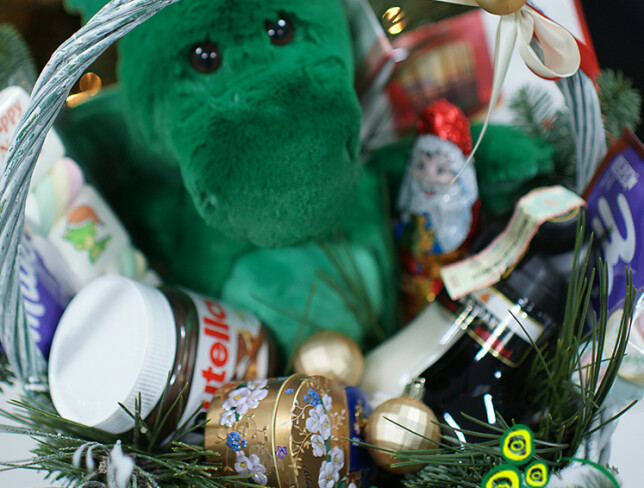 New Year basket with candies and Dragon Louis photo